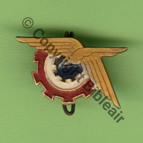 JEUNESSE ET MONTAGNE APPRENTIS DE L.AIR 1942 Alu peint  A.AUGIS Dep 2Griffes Dos lisse irreg 25x15mm Src.Y.GENTY 43Eur09.21